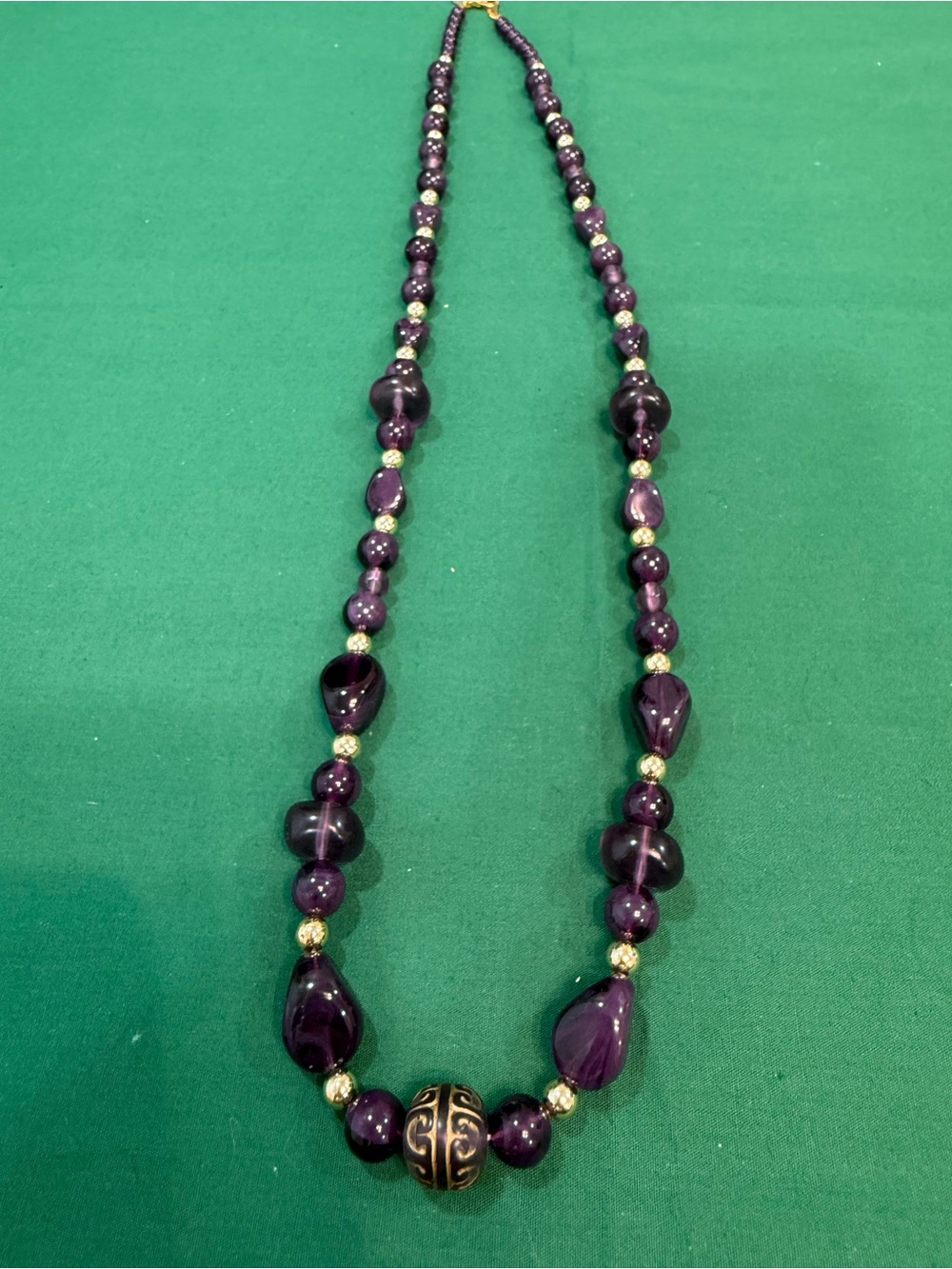 Worthington Brand Necklace W/Purple Beads &Gold Spacers. 29C
